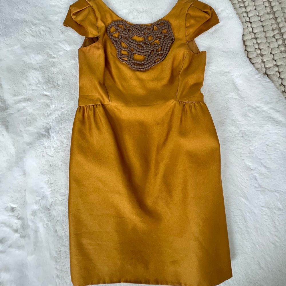 Tibi Silk Mustard Mini Dress